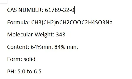 65% Sci Sodium Cocoyl Isethionate Powder CAS 61789-32-0