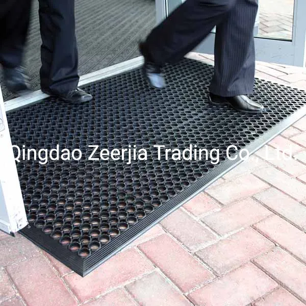 Anti Slip Black Rubber Scraper Door Mat with Hollows 3X5FT