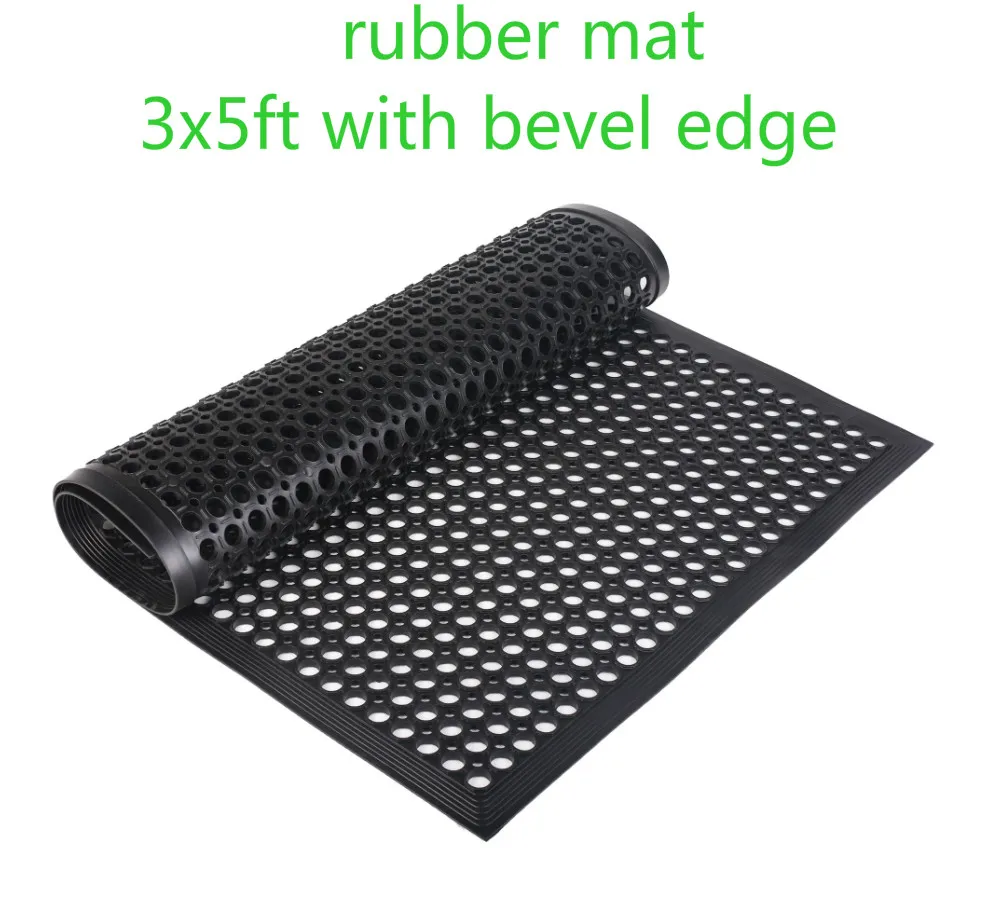 Common Rubber Kitchen Mat with Drainage Holes and Bevel Edge 3X5FT