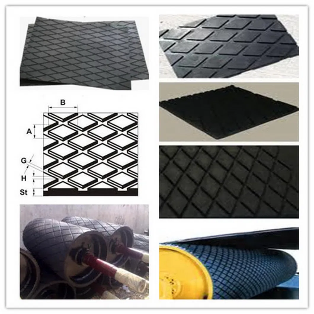 Diamond Grooved Rubber Pulley Lagging for Conveyor