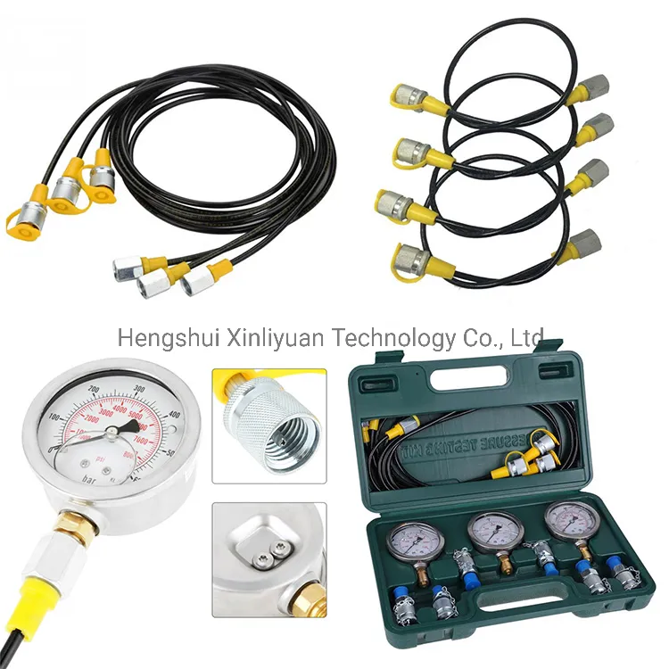 Excavator Hydraulic Pressure Gauge Testing Point Coupling Test Tools Hose Quick Connector with Box