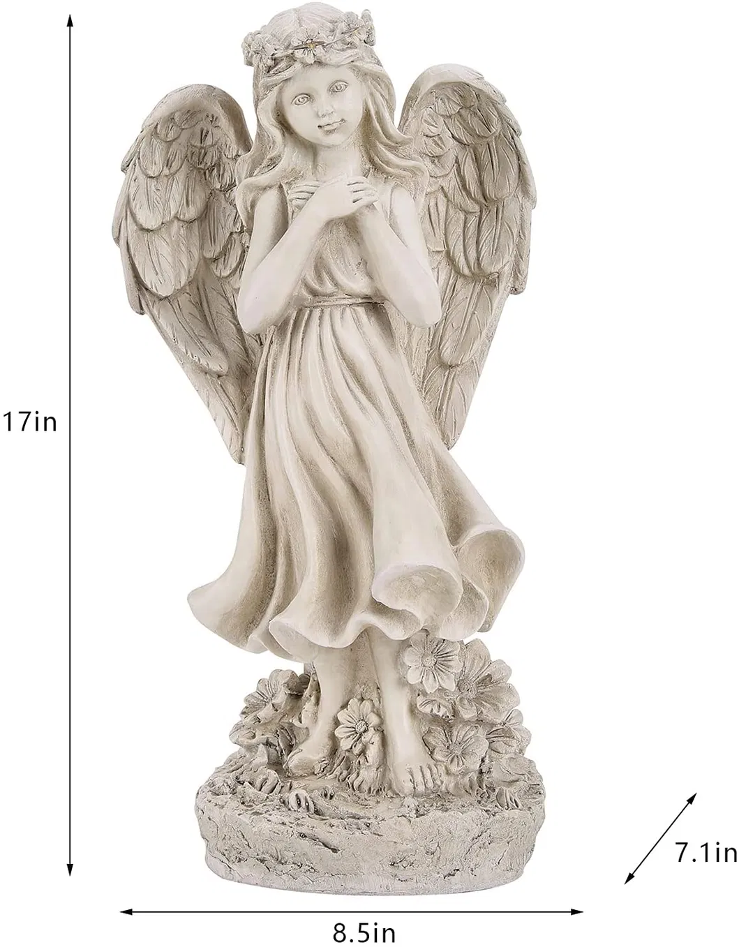 Light up Garden Angel Figurines Polyresin with Powered LED Lights