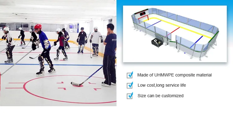 Plastic Floorball Rink Impact Resistance High Density Ice Rink Artificial Ice Skating Rink