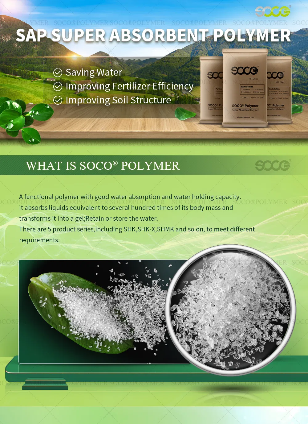 Potassium Polyacrylate Sap Super Absorbent Polymer with SGS for Plants