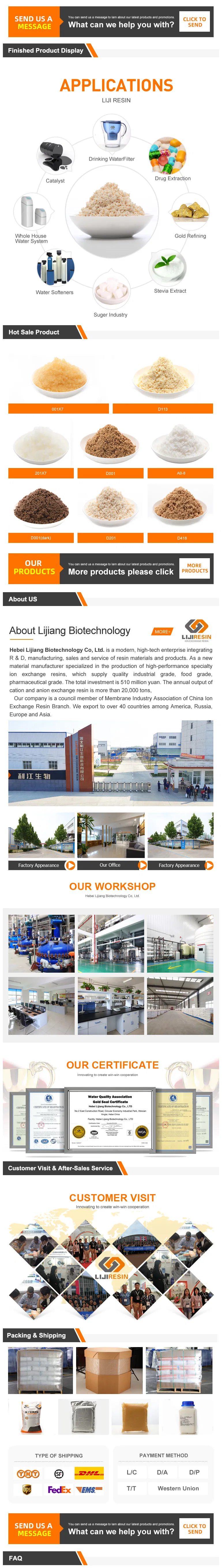 Water Treatment Resin Macroporous Cationic Ion Exchange Resin
